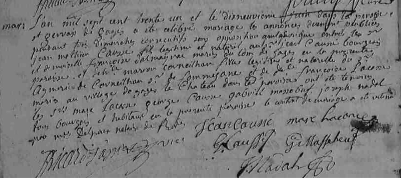 Mariage Causse jean matthieu - Corneilhan Marion 17-06-1731.jpg